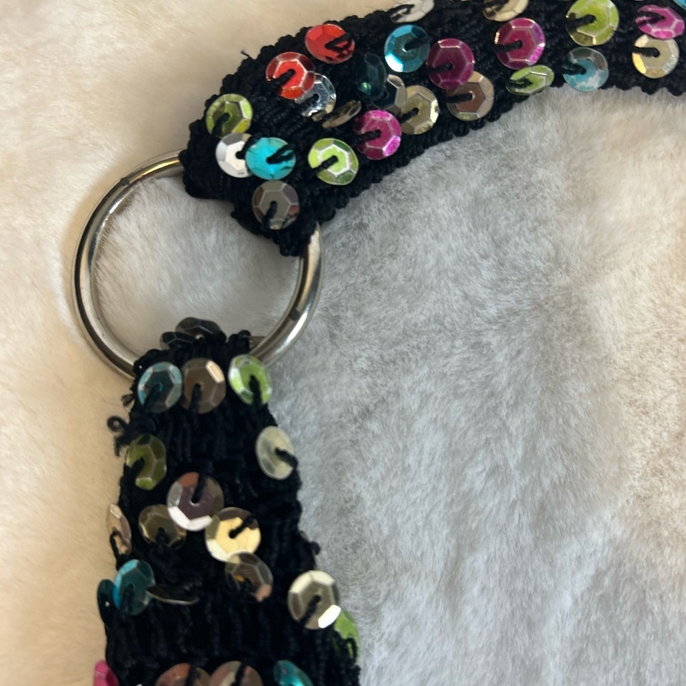 Vintage Y2K Sequin Shoulder bag black multicolor sparkle mini purse party bag - Picture 4 of 8